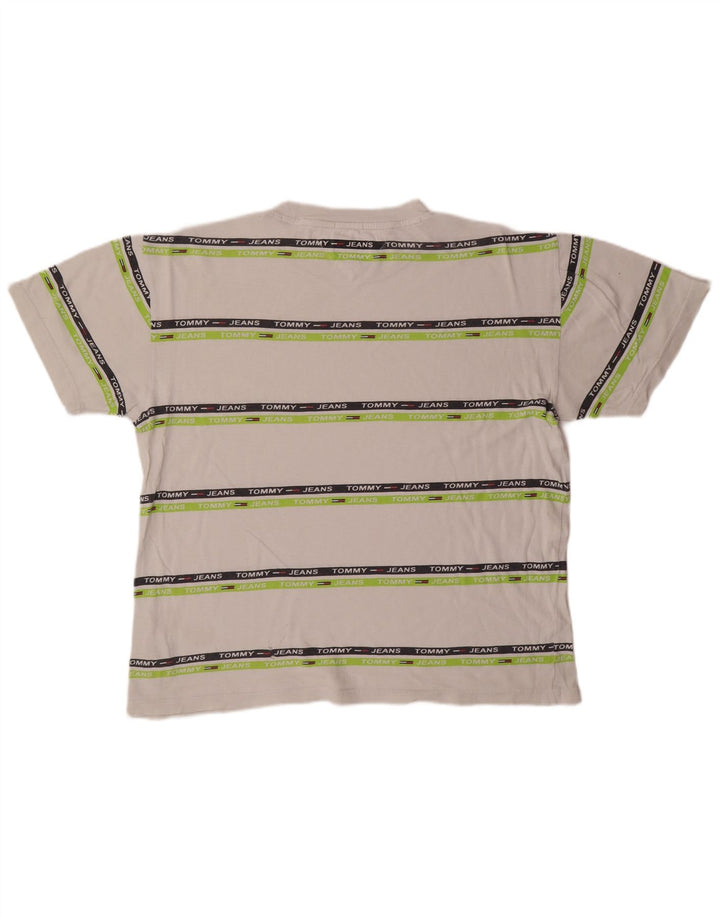 Tommy Hilfiger Herre Relaxed Fit Grafisk T-Shirt Top Medium Hvid Stribet