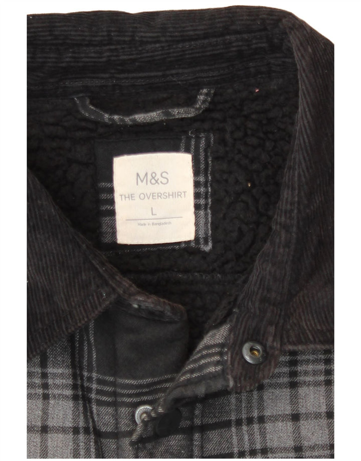 Marks & Spencer Herre Lumberjack Flanelskjorte Stor grå ternet bomuld
