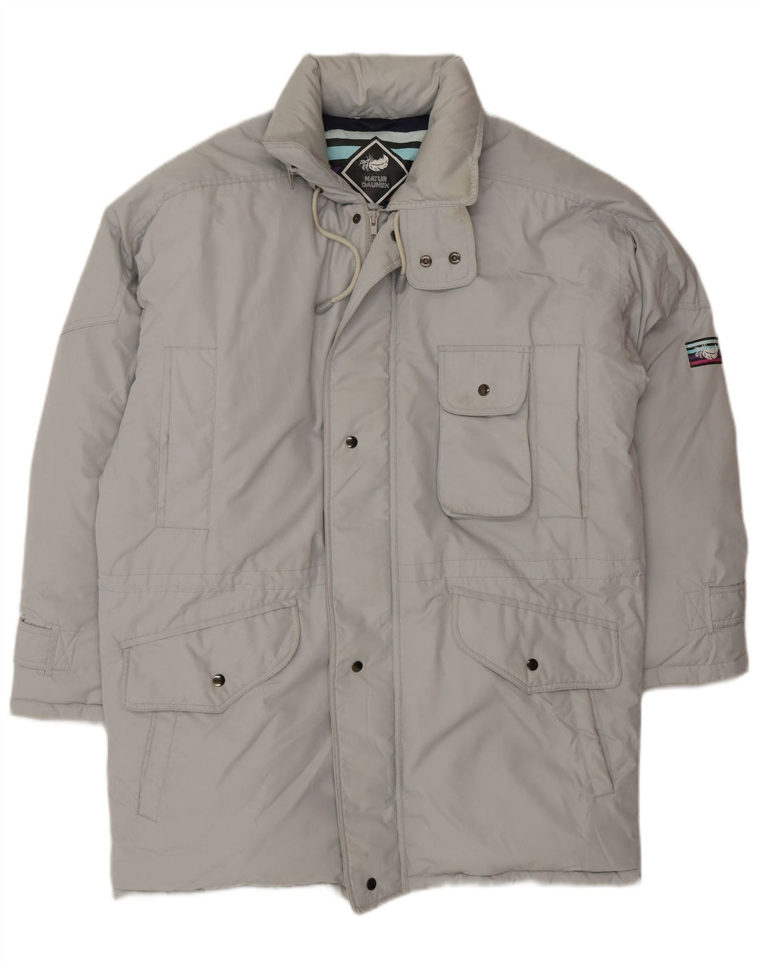 VINTAGE Herre Loose Fit Polstret Frakke UK 36 Small Grey Polyester