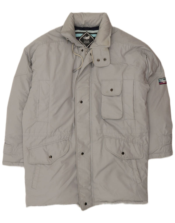 VINTAGE Herre Loose Fit Polstret Frakke UK 36 Small Grey Polyester