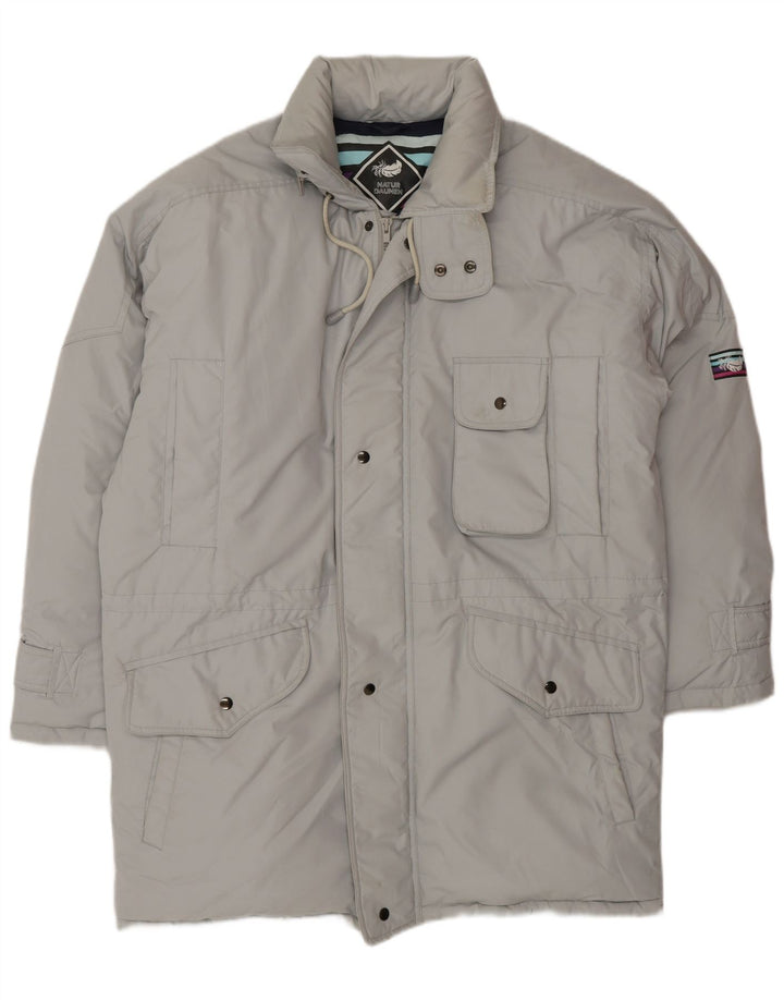 VINTAGE Herre Loose Fit Polstret Frakke UK 36 Small Grey Polyester