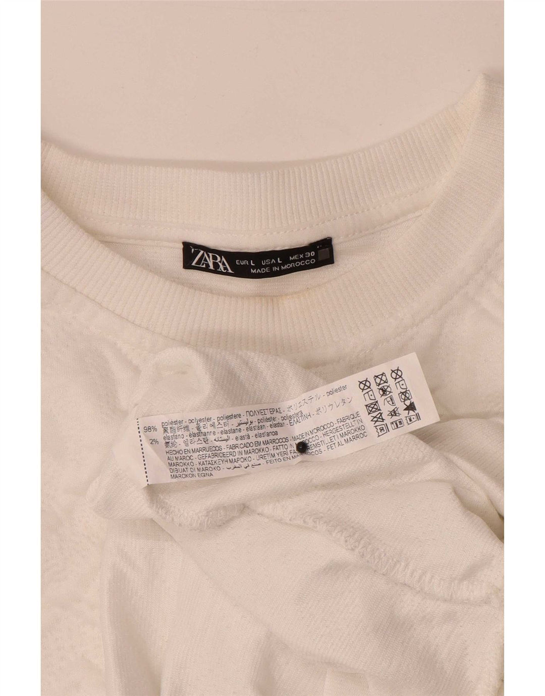 Zara Dame Oversized Sweatshirt Jumper UK 16 Stor Hvid Geometrisk