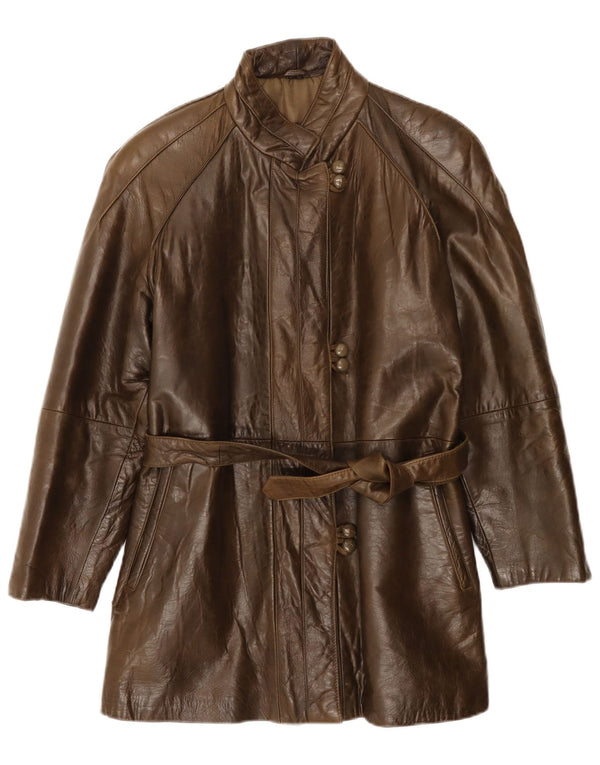 Vintage læderfrakke til kvinder IT 42 medium brunt læder