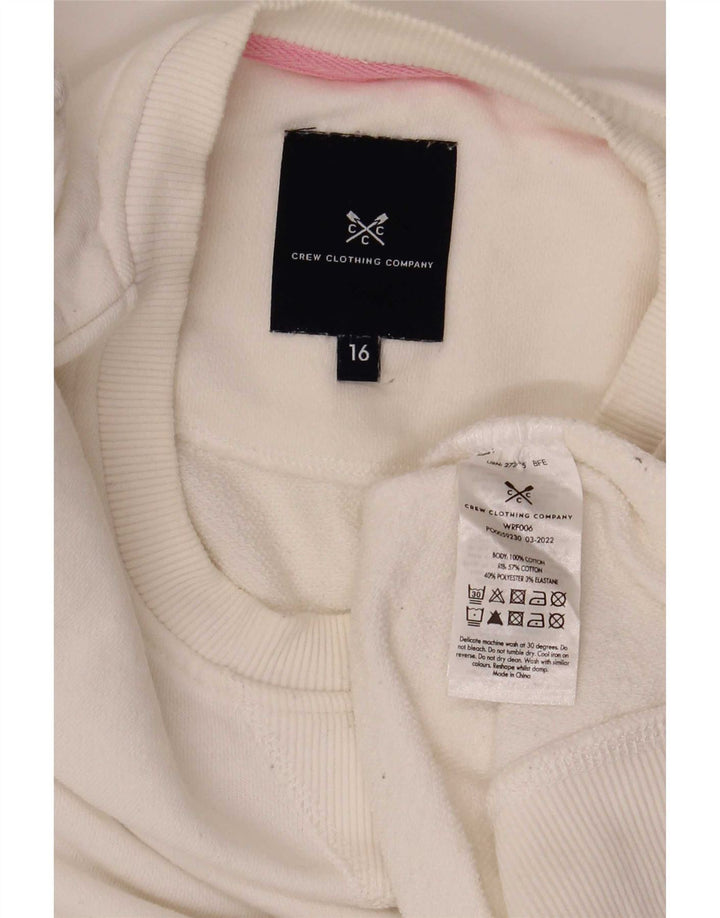 Crew Clothing Dame Sweatshirt Jumper UK 16 Stor hvid bomuld