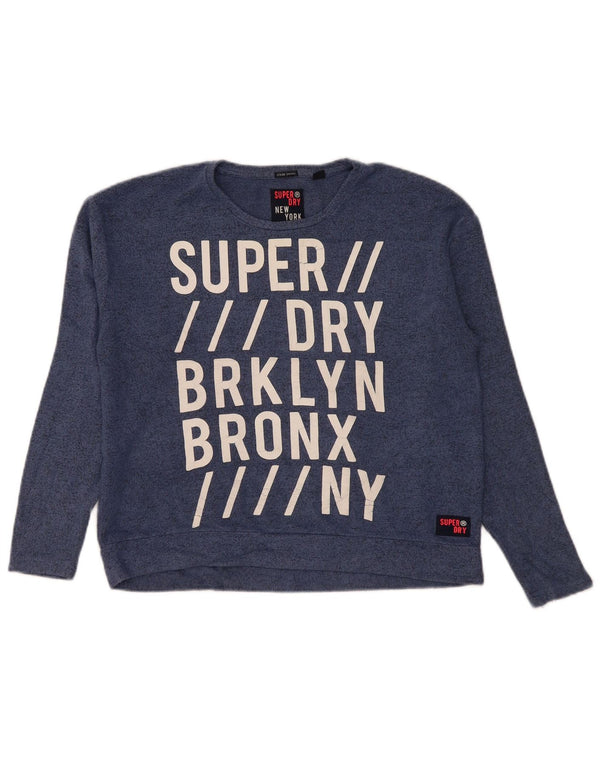 Superdry Graphic Sweatshirt Jumper UK 10 Small Blue Flecked