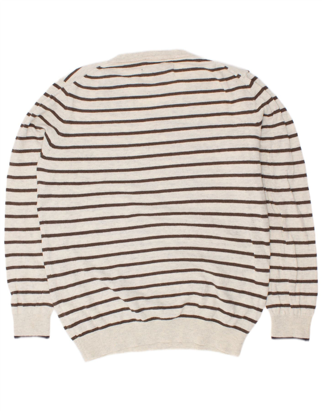 Massimo Dutti Boys V-hals sweater 7-8 år Hvidstribet bomuld