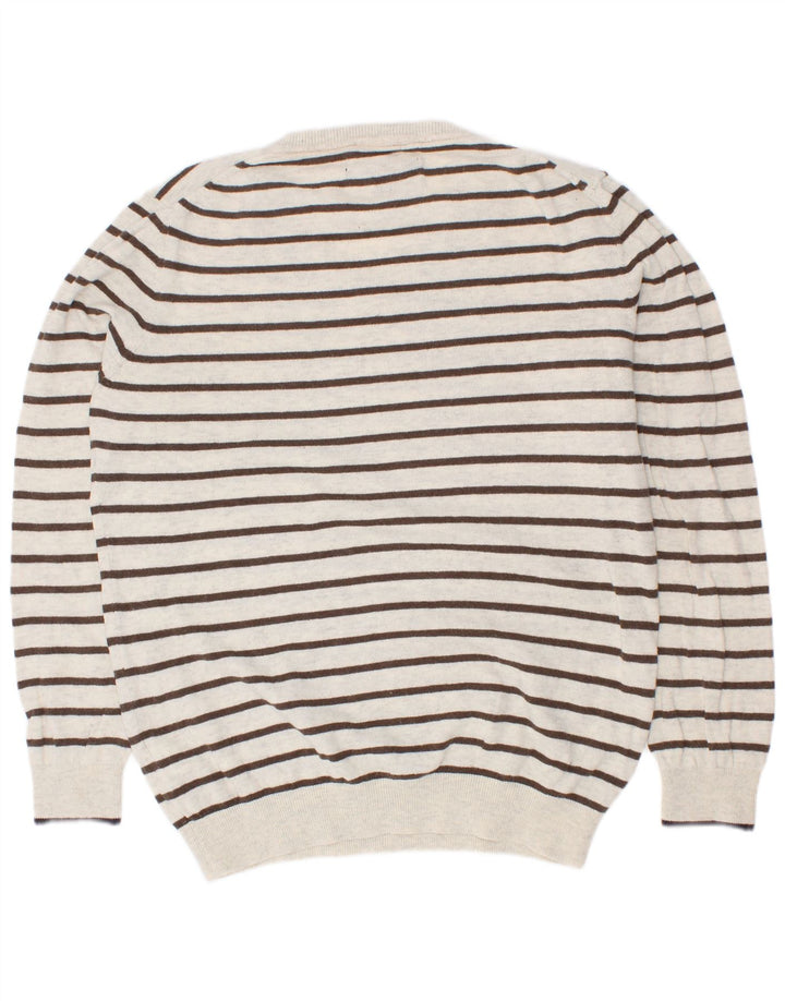 Massimo Dutti Boys V-hals sweater 7-8 år Hvidstribet bomuld