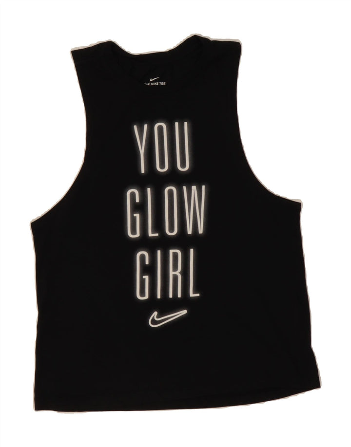 NIKE Mens Athletic Cut Graphic Vest Top Small Black Cotton Vintage Nike and Second-Hand Nike from Messina Hembry 