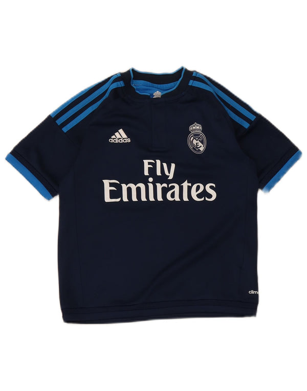 Adidas Boys Real Madrid Grafisk T-Shirt Top 9-10 År Navy Blue Polyester