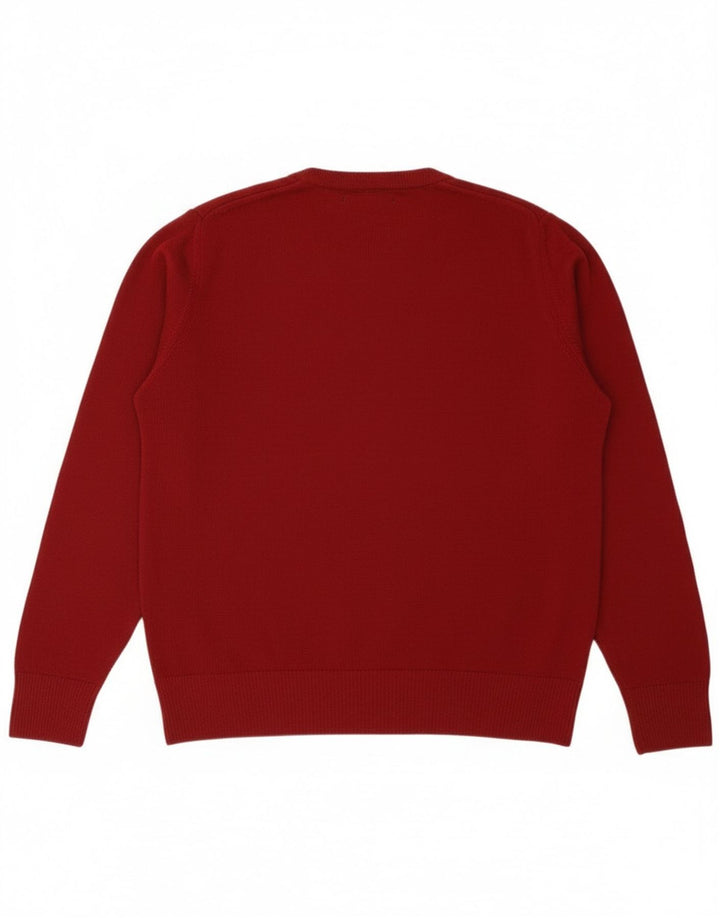 Zara Herre Crew Neck Jumper Sweater Medium Burgundy Uld