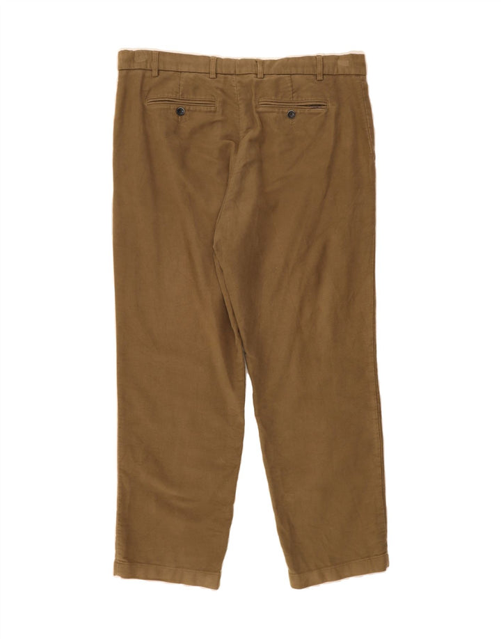 MARKS & SPENCER Mens Regular Straight Suit Trousers W38 L29 Brown Cotton Vintage Marks & Spencer and Second-Hand Marks & Spencer from Messina Hembry 