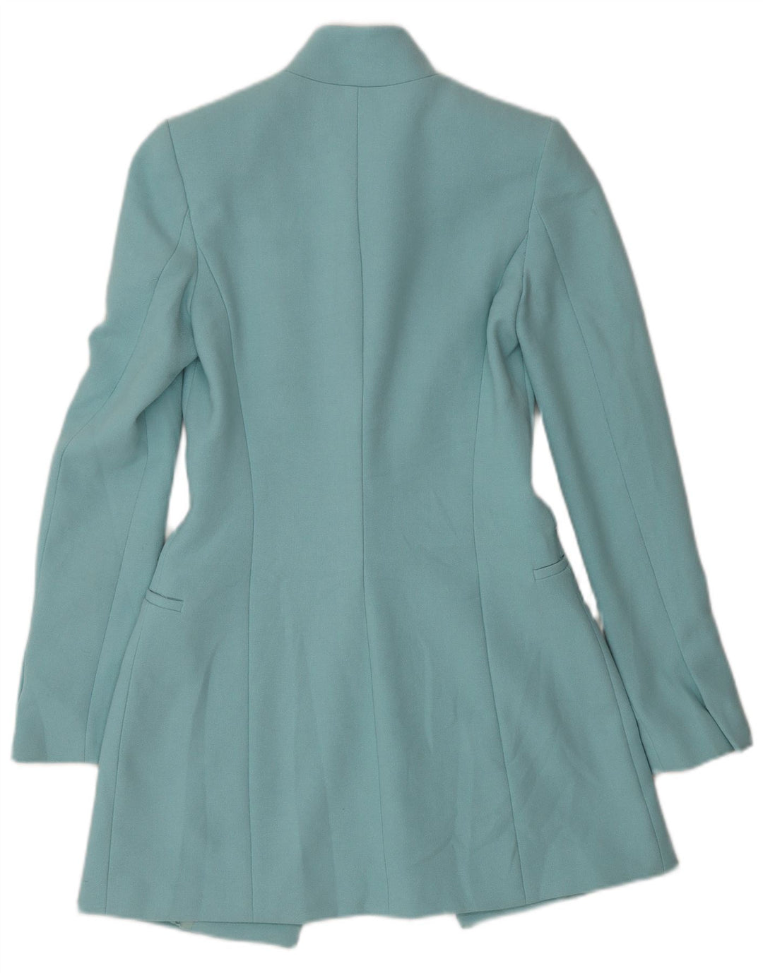Zara Dame 1 knap Longline Blazer Jacket UK 6 XS Blue Acetate