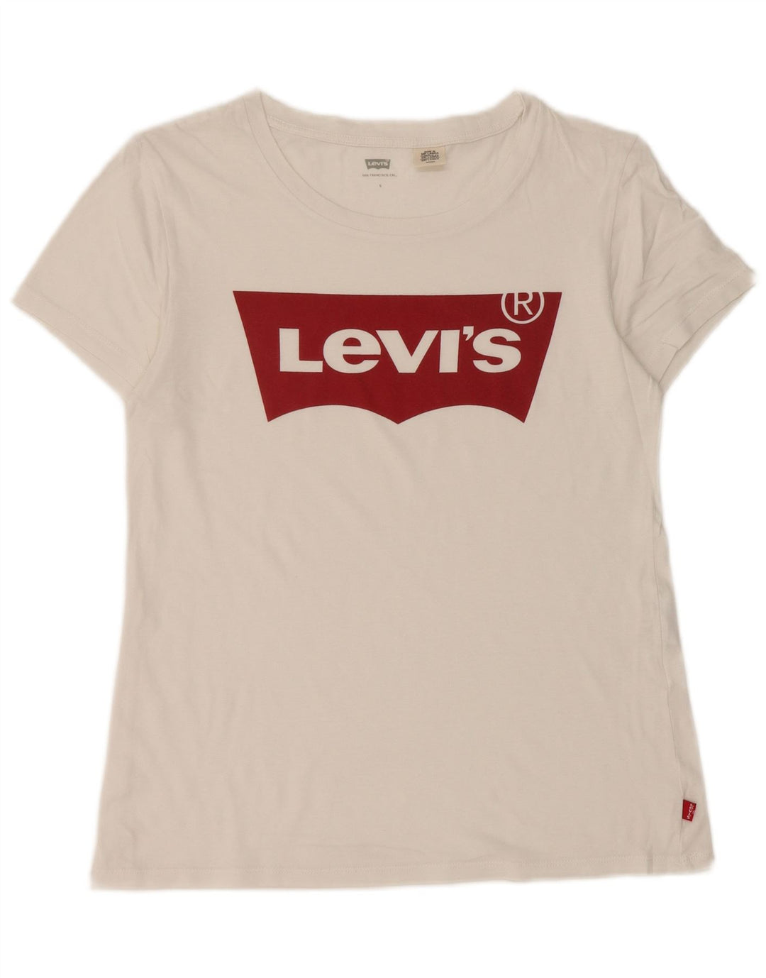 LEVI'S Dame Grafisk T-Shirt Top UK 10 Small White