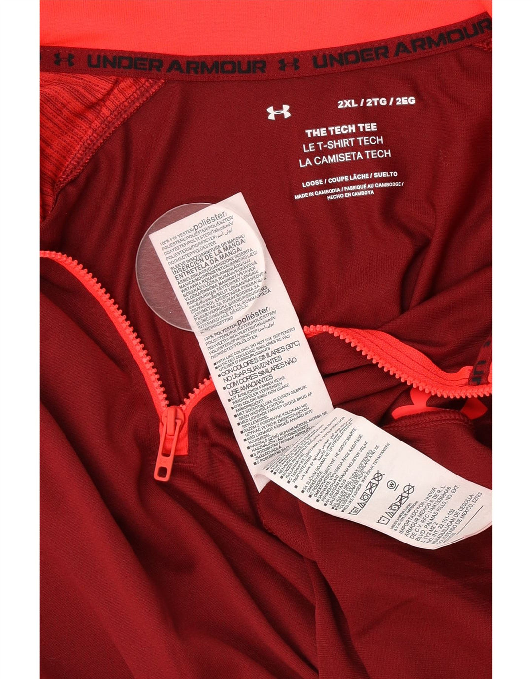 Under Armour Herre Zip Neck Pullover Træningsdragt Top 2XL Rød Colourblock
