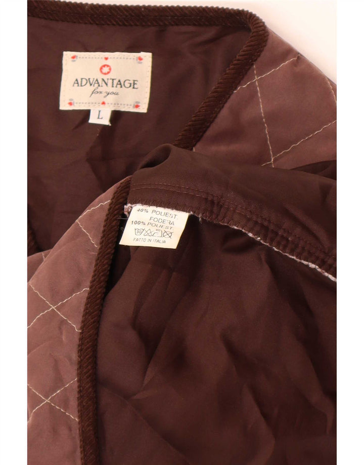 Advantage Womens Quilted Gilet UK 16 Large Brown Geometric Polyester