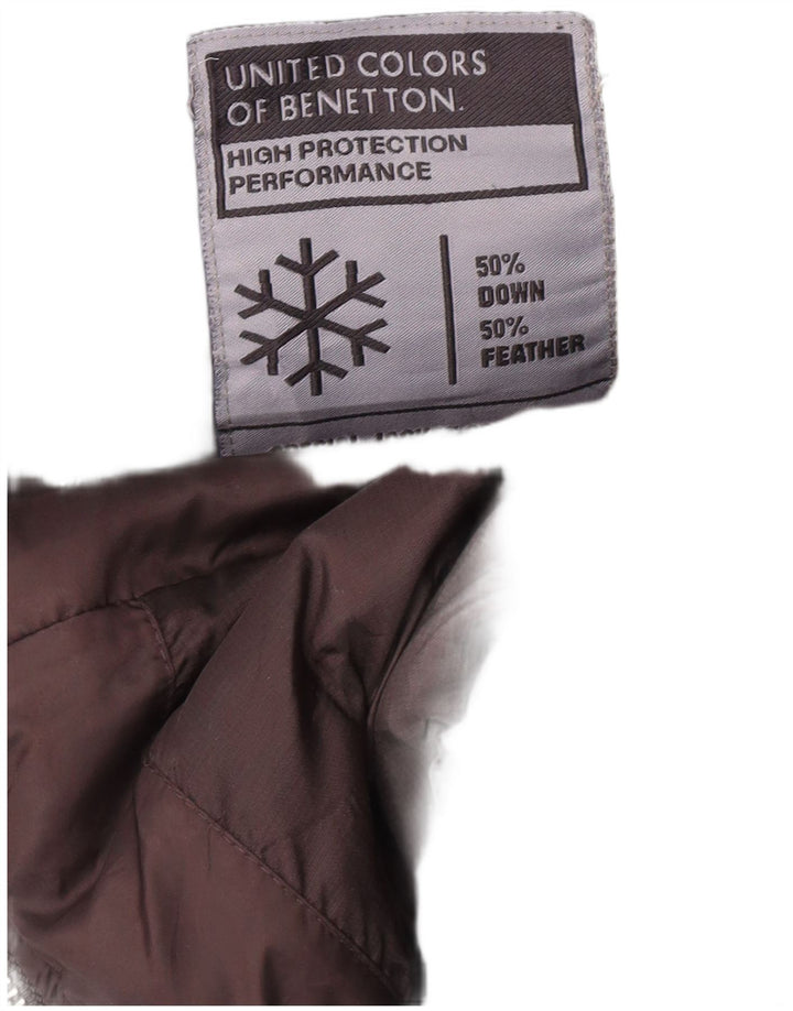 Benetton Dame Hætte Hætte Polstret Jakke UK 10 Small Brown Winter