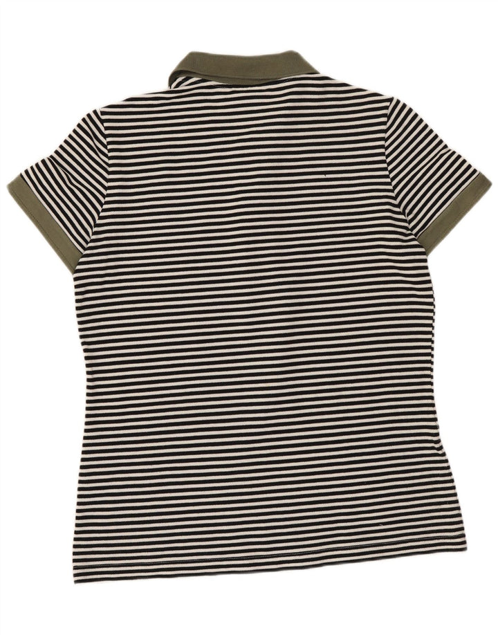 Lacoste Dame Polo Shirt Størrelse 42 Stor Sort Stribet Bomuld