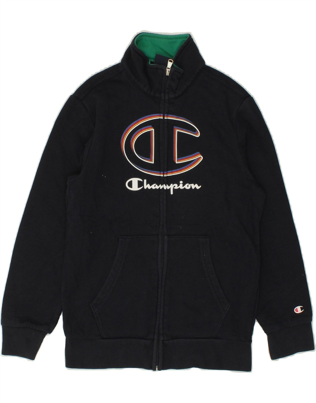 CHAMPION Boys Graphic Tracksuit Top Jacket 9-10 Years Medium Navy Blue Vintage Champion and Second-Hand Champion from Messina Hembry 