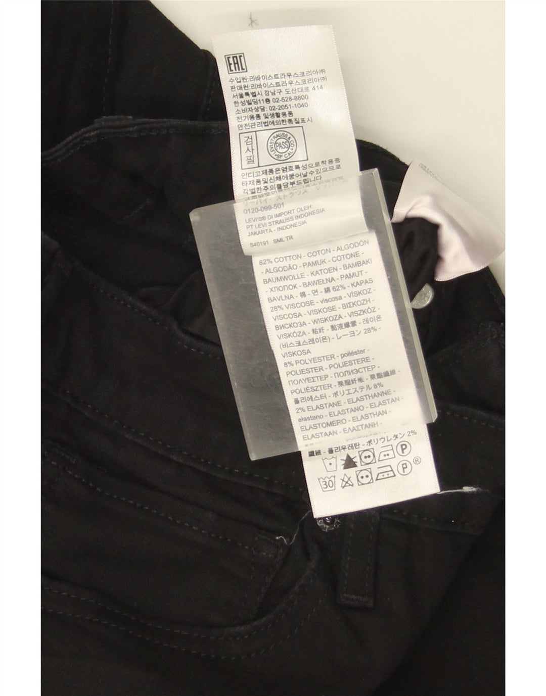 Levi's Dame 710 Slim Jeans W30 L34 Sort Bomuld