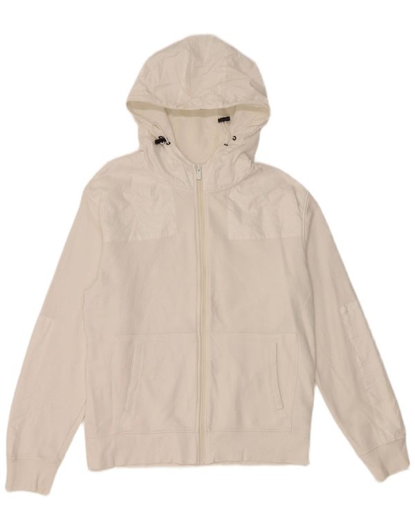 Zara Herre hættetrøje med lynlås Stor hvid bomuld