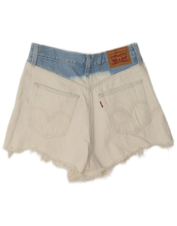 Levi's højtaljede denimshorts til kvinder W27 Small White Colourblock Bomuld