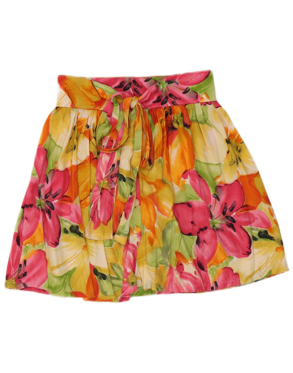 Vintage Kvinders Mini Wrap Nederdel Medium W28 Multicolored Floral