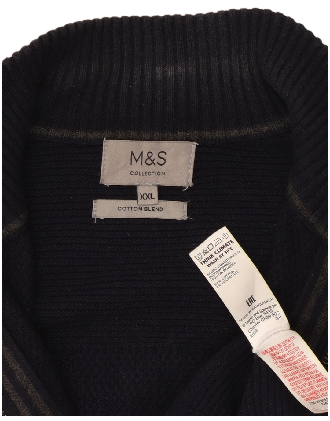 Marks & Spencer herre cardigan sweater 2XL marineblå bomuld