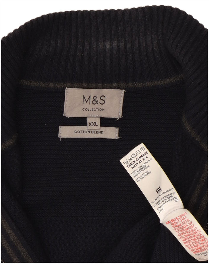 Marks & Spencer herre cardigan sweater 2XL marineblå bomuld