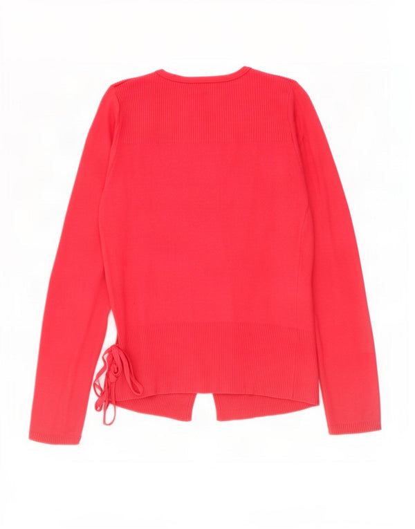 Benetton Womens Wrap Cardigan Sweater UK 14 Medium Pink Bomuld