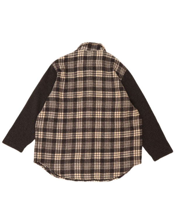 Vintage Dame Overshirt Flanell Shirt UK 20 2XL Grå Ternet Bomuld