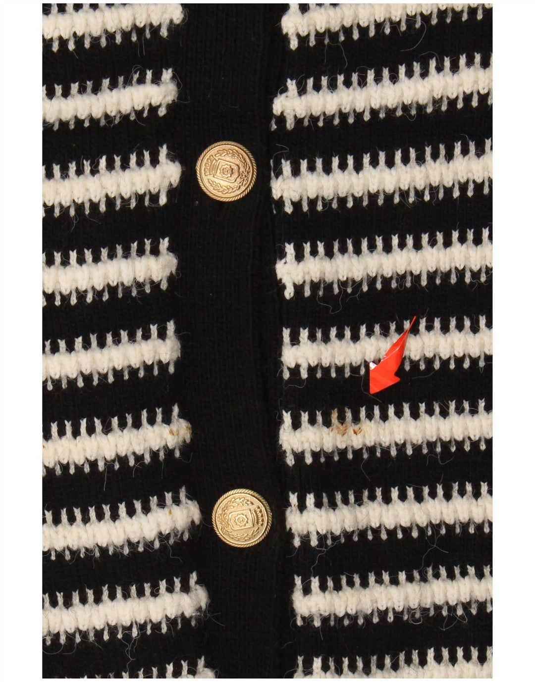 MARKS & SPENCER Dame cardigan sweater UK 10 Lille sort stribet akryl