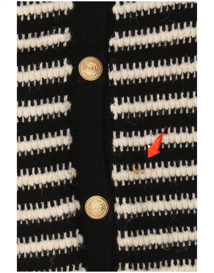 MARKS & SPENCER Dame cardigan sweater UK 10 Lille sort stribet akryl