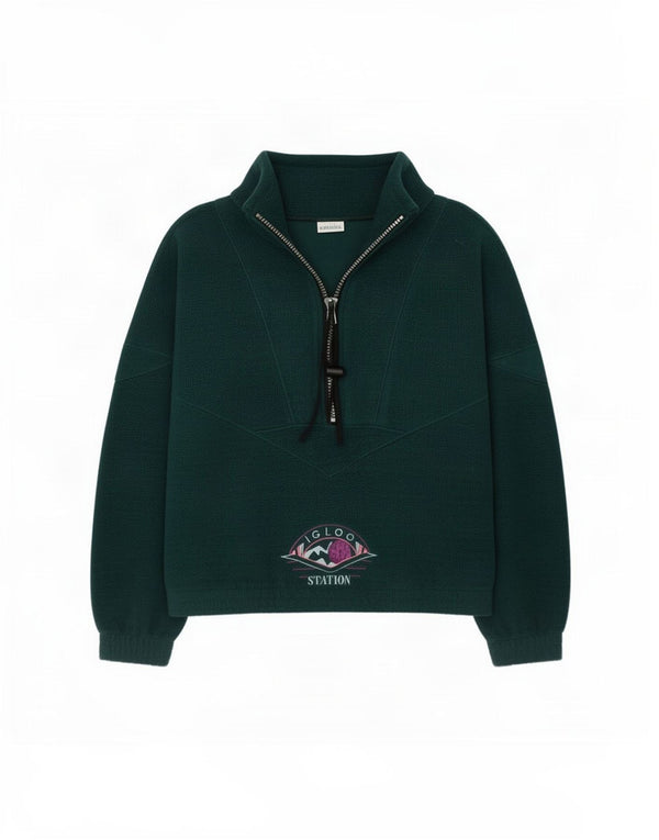 Gabor Mens Zip Neck Fleece Jumper Medium Green