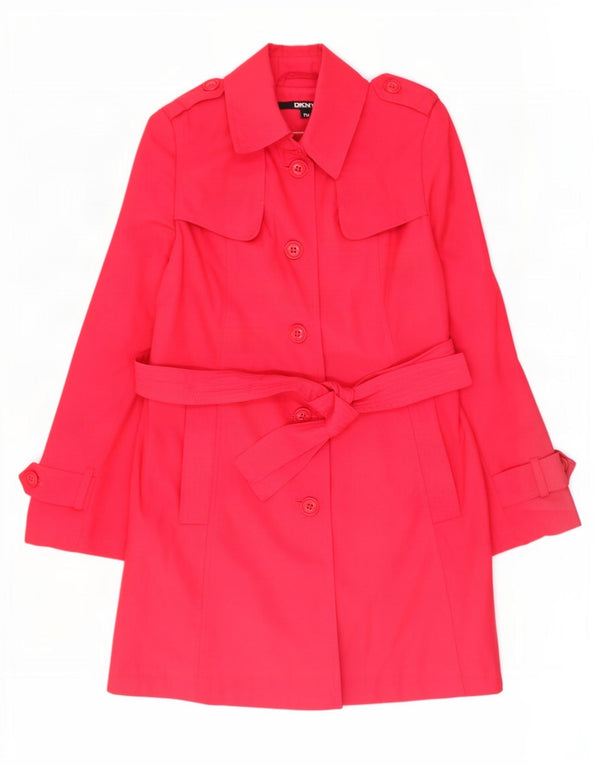 Dkny Womens Trench Coat UK 14 Medium Pink Bomuld