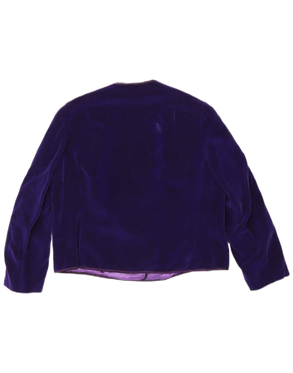 Vintage Dame 5 Button Velvet Blazer Jacket UK 14 Medium Purple