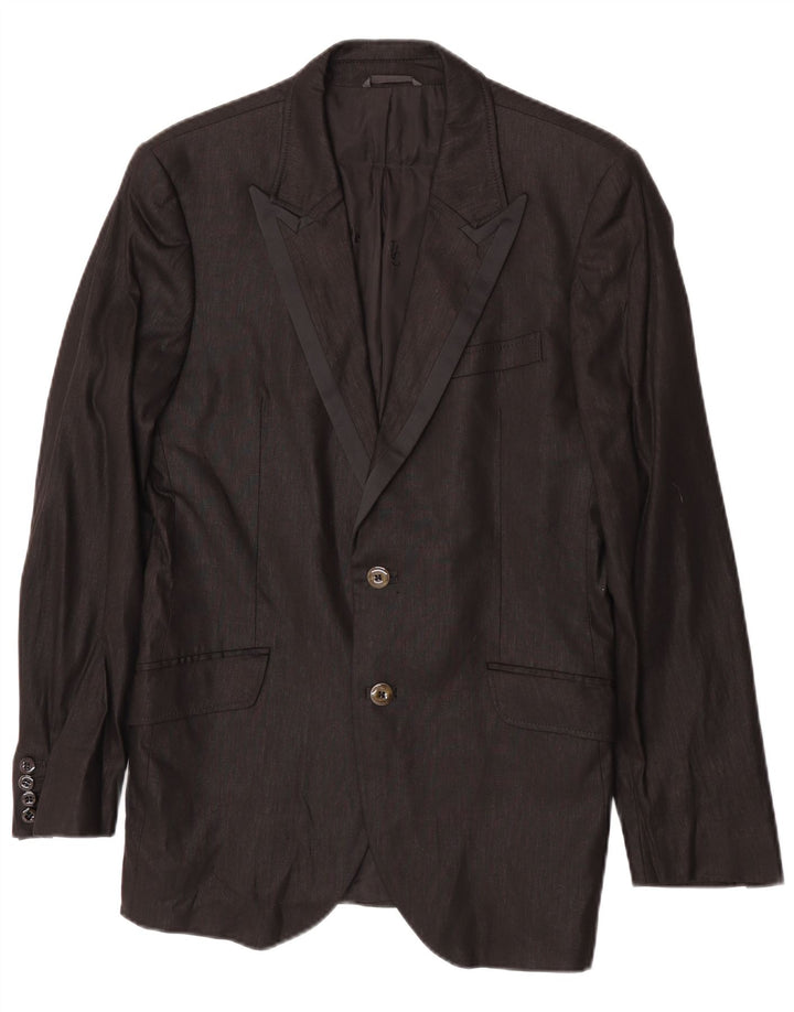 Versace Herre 2-knaps blazerjakke IT 48 Medium Sort Linen Classic