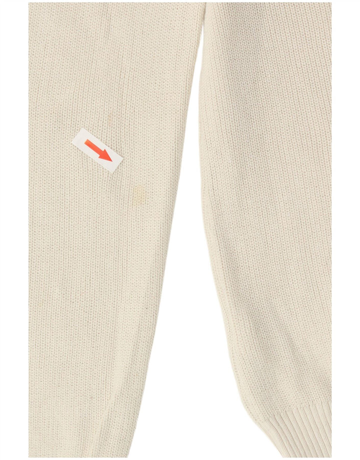 Guess Dame grafisk rund hals sweater UK 8 Lille hvid bomuld