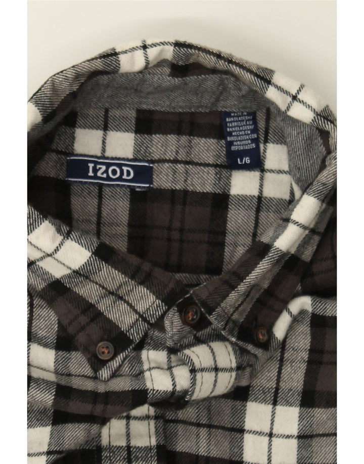 IZOD Mens Flannel Shirt Large Grey Check Cotton Vintage Izod and Second-Hand Izod from Messina Hembry 