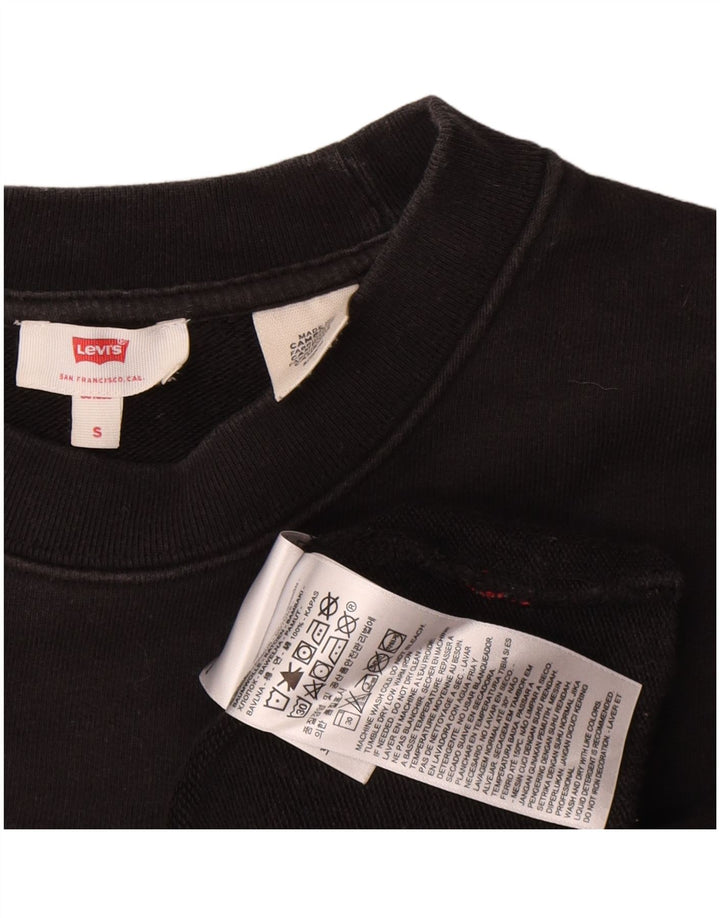 Levi's Womens Crop Oversized grafisk top Langærmet UK 10 Small Black