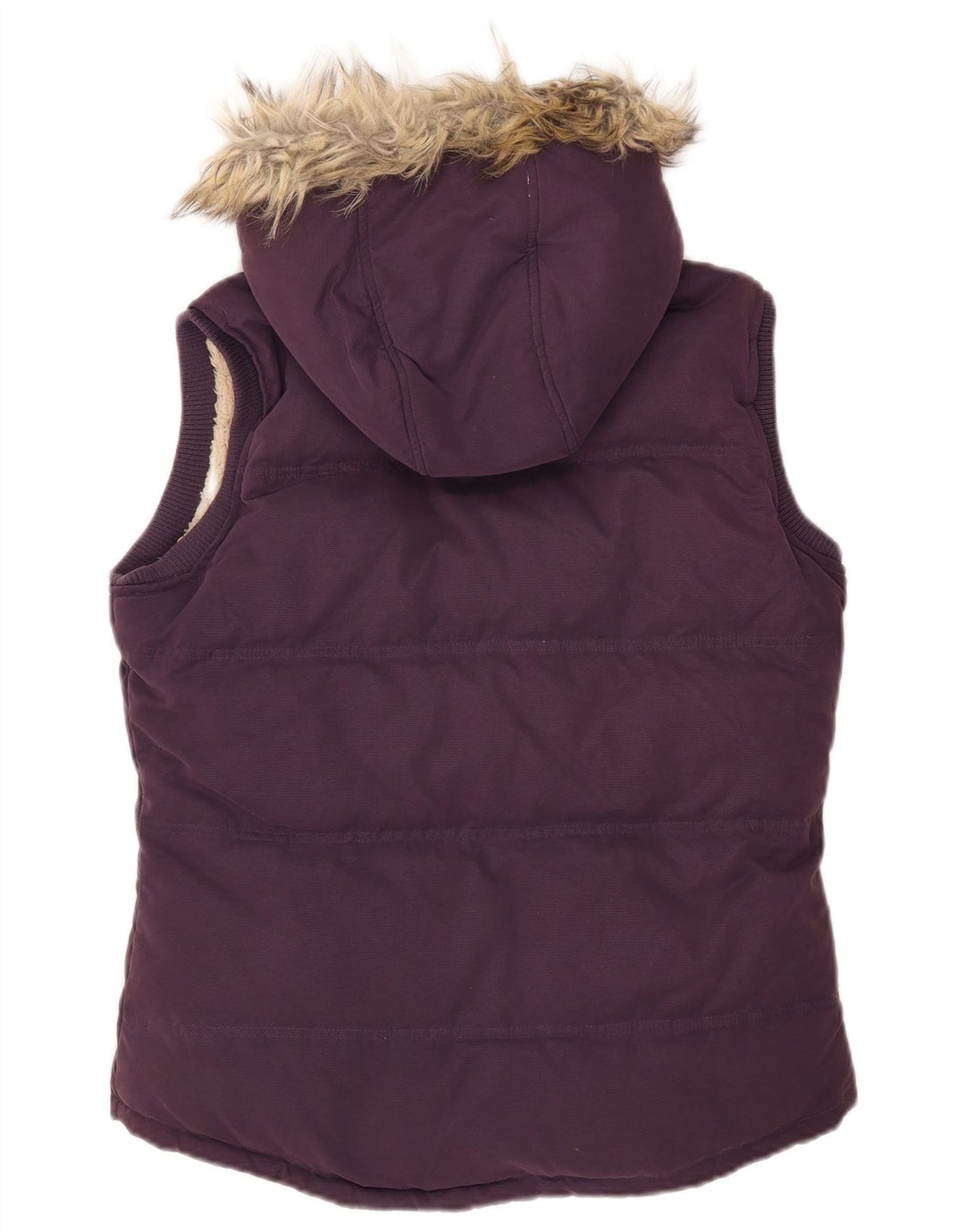 Fat Face Dame Hætte Polstret Gilet UK 12 Medium Lilla Polyester