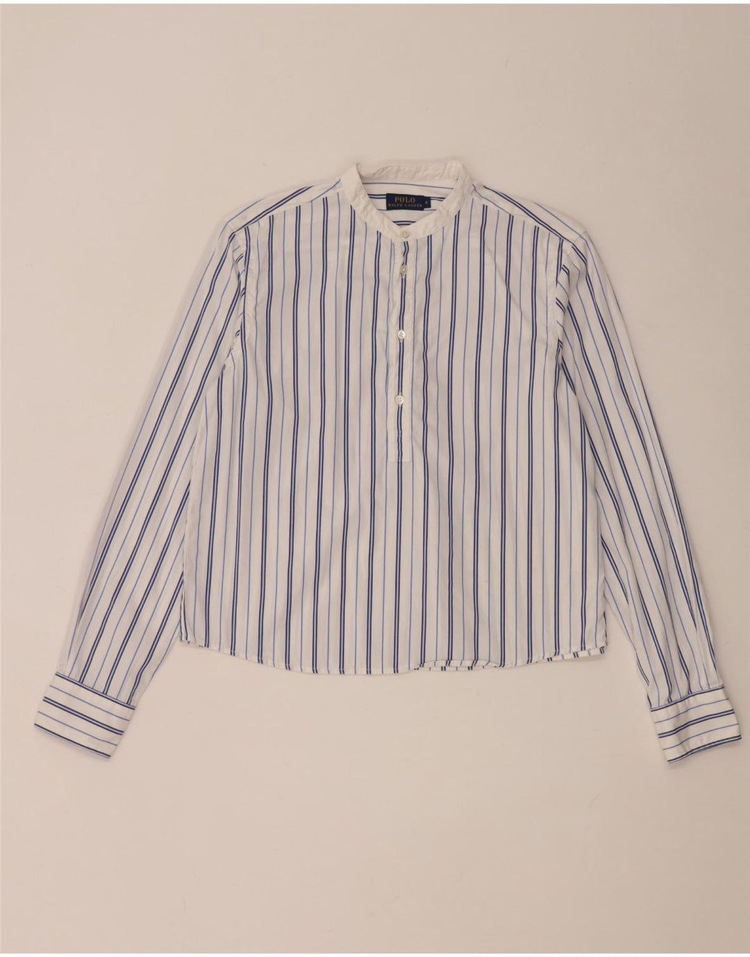 Polo Ralph Lauren Dame Pullover Shirt US 4 Lille hvid stribet bomuld
