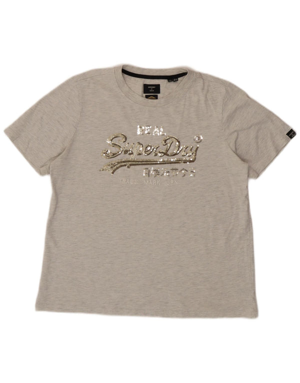 Superdry Grafisk T-shirttop til kvinder UK 14 Stor Grå