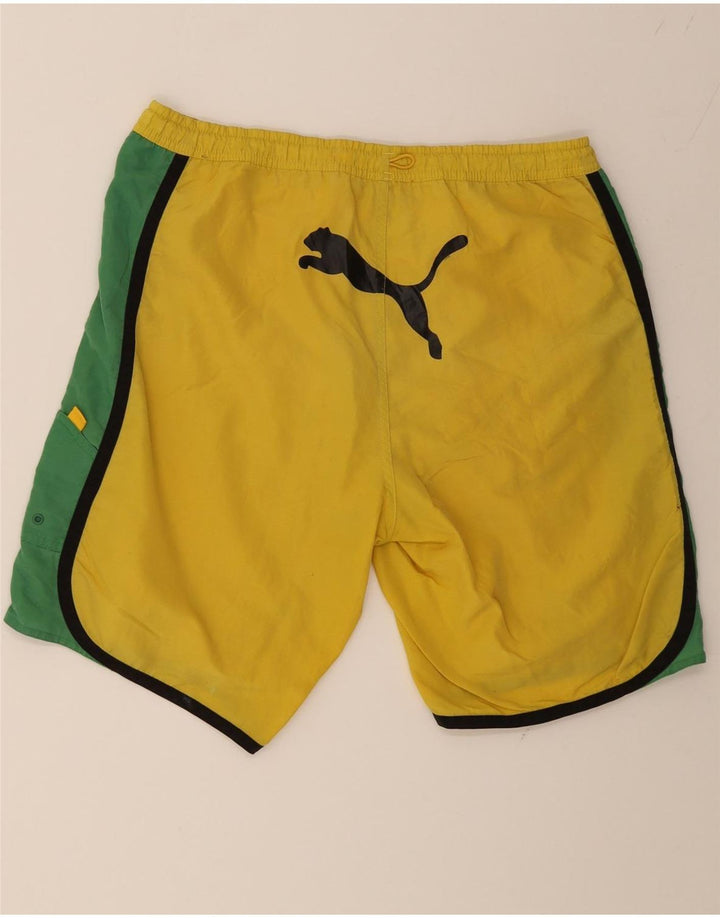 PUMA Mens Graphic Sport Shorts Small  Yellow Colourblock Nylon Vintage Puma and Second-Hand Puma from Messina Hembry 