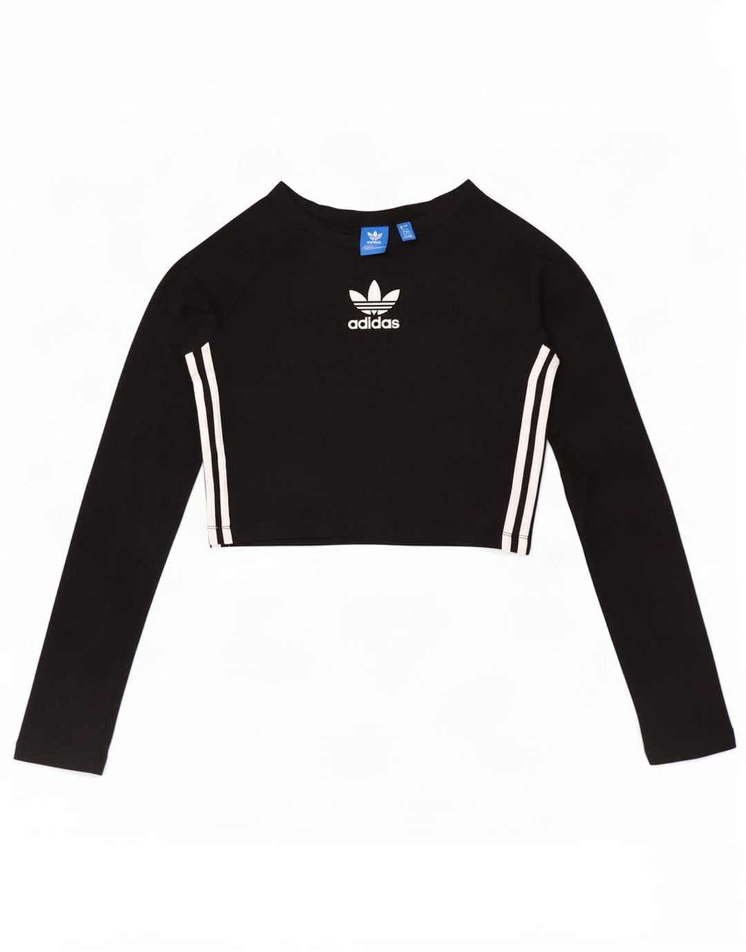 Adidas Dame Crop Grafisk Top Langærmet UK 12 Medium Sort Bomuld