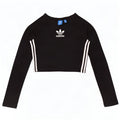 Adidas Dame Crop Grafisk Top Langærmet UK 12 Medium Sort Bomuld