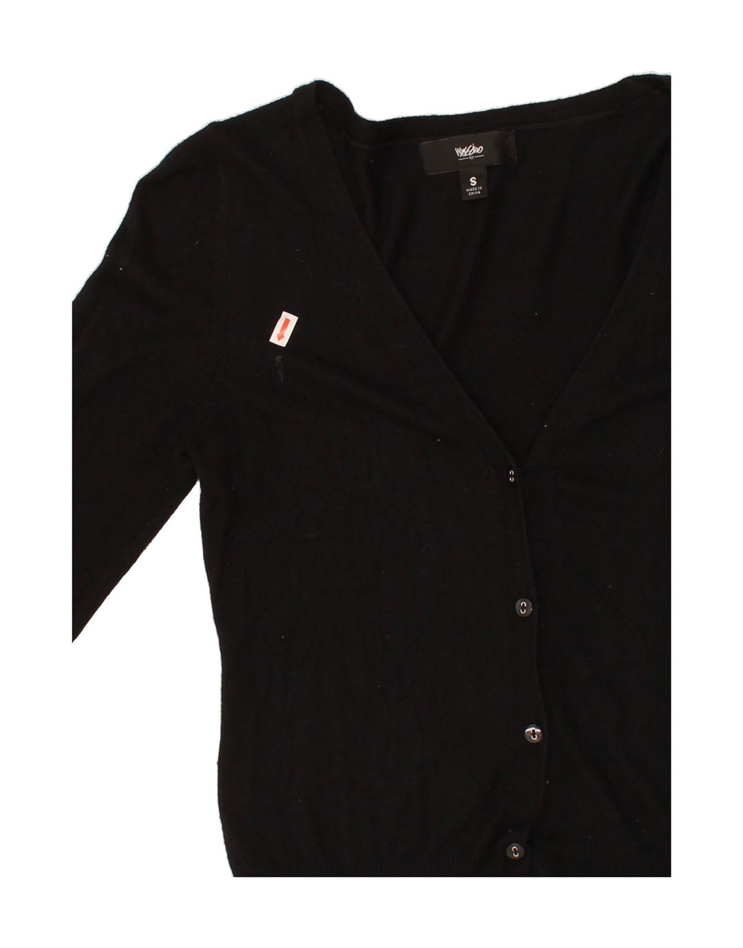 MOSSIMO Womens 3/4 Sleeve Cardigan Sweater UK 10 Small Black Nylon Vintage Mossimo and Second-Hand Mossimo from Messina Hembry 