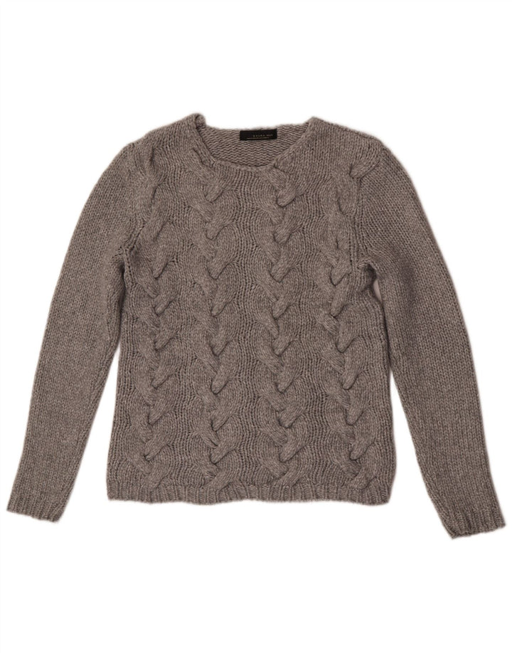 Zara Herre Crew Neck Jumper Sweater Stor Grå Nylon