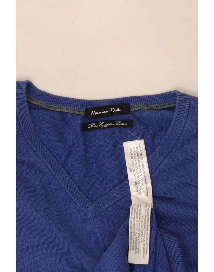 Massimo Dutti Herre V-hals sweater Medium Blå Bomuld