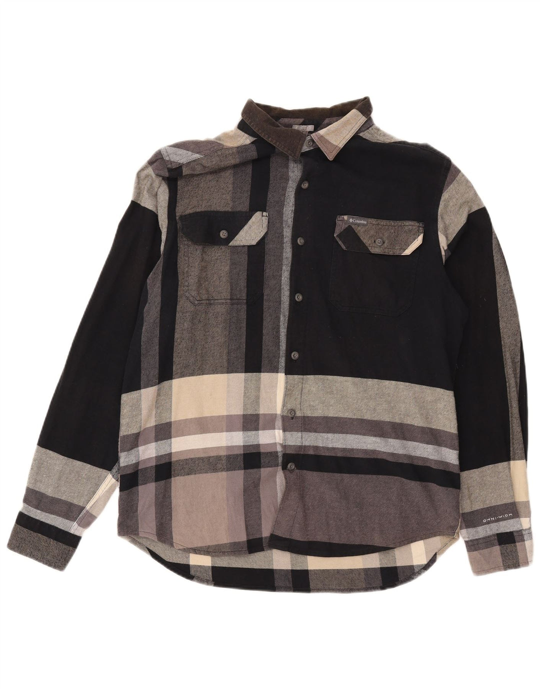 Columbia herre flannelskjorte stor brun plaid bomuld