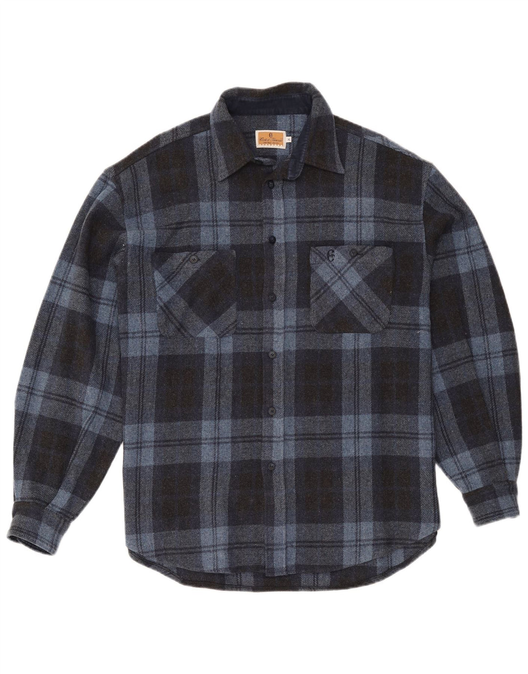 Conte of Florence herre overshirt XL blå ternet uld
